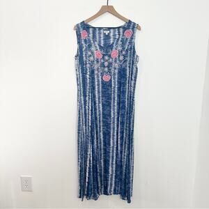 Caite Kyla Seo Embroidered Tie Dyed Maxi Dress Sleeveless Size Small